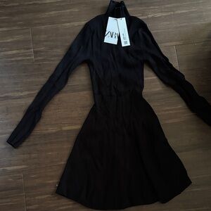 Zara Elegant Black Long Sleeve Dress